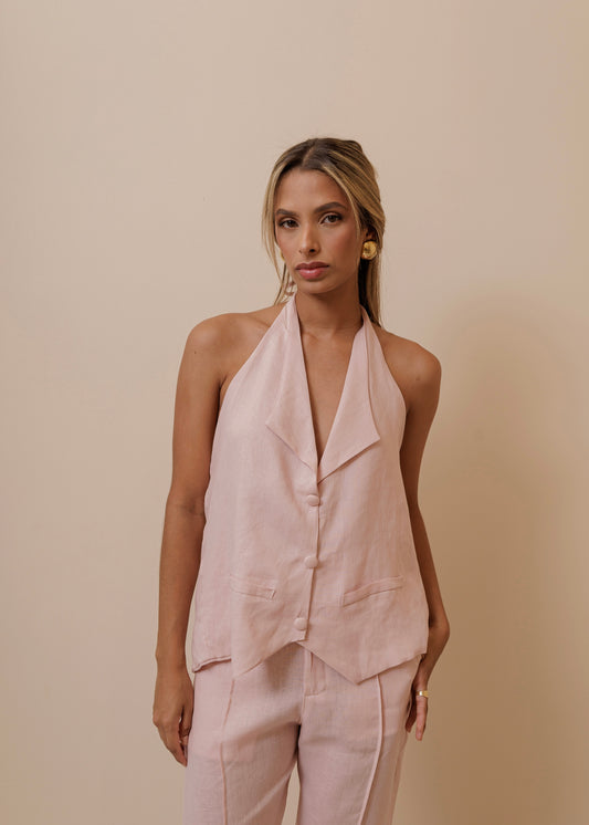 PARTY IN THE BACK VEST  - DUSTY ROSE