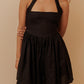 BACK BOW MINI DRESS - BLACK
