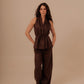 SUIT PANTS - DEEP BROWN