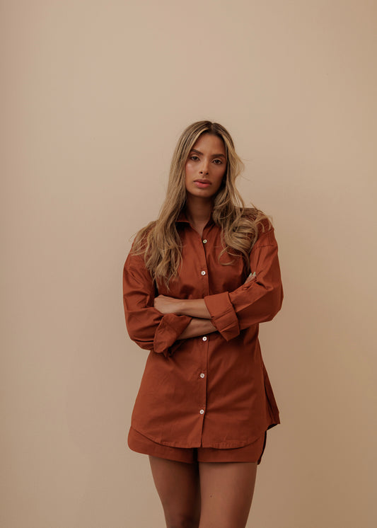 OVERSIZED SHIRT - ESPRESSO