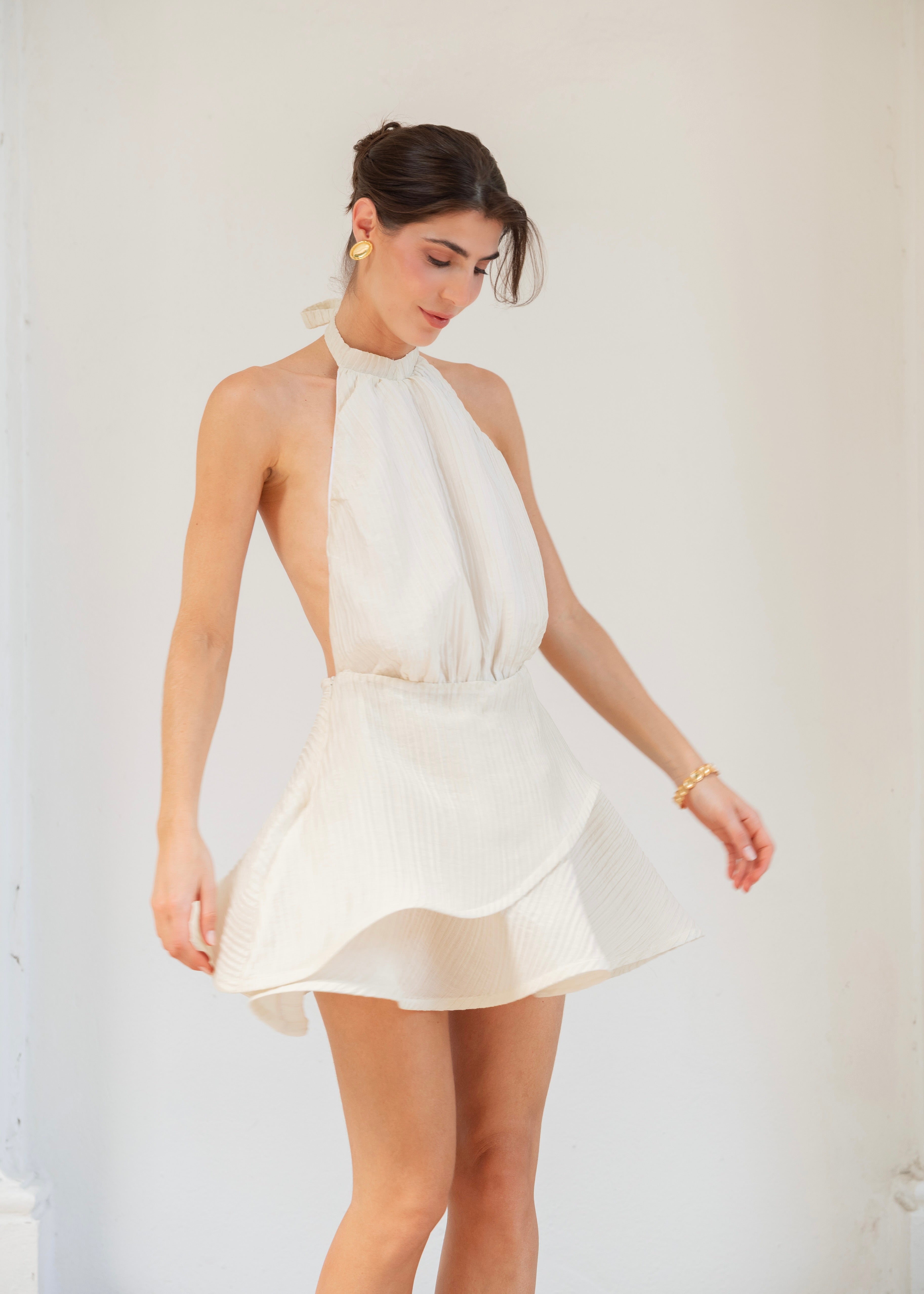 The Showstopper Mini Dress- Almond