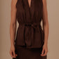 CROSSED VEST - DEEP BROWN