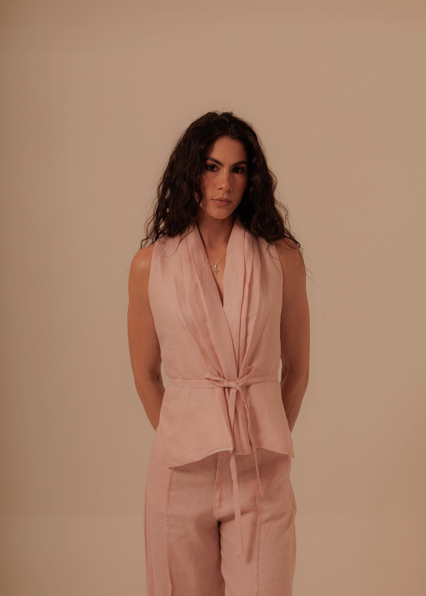 CROSSED VEST - DUSTY ROSE