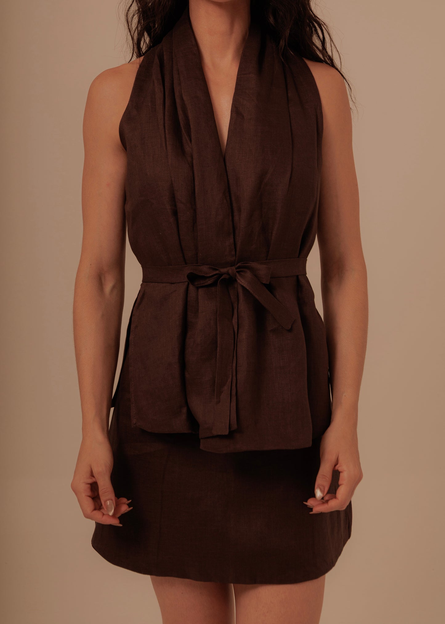 MINI SKIRT -DEEP BROWN