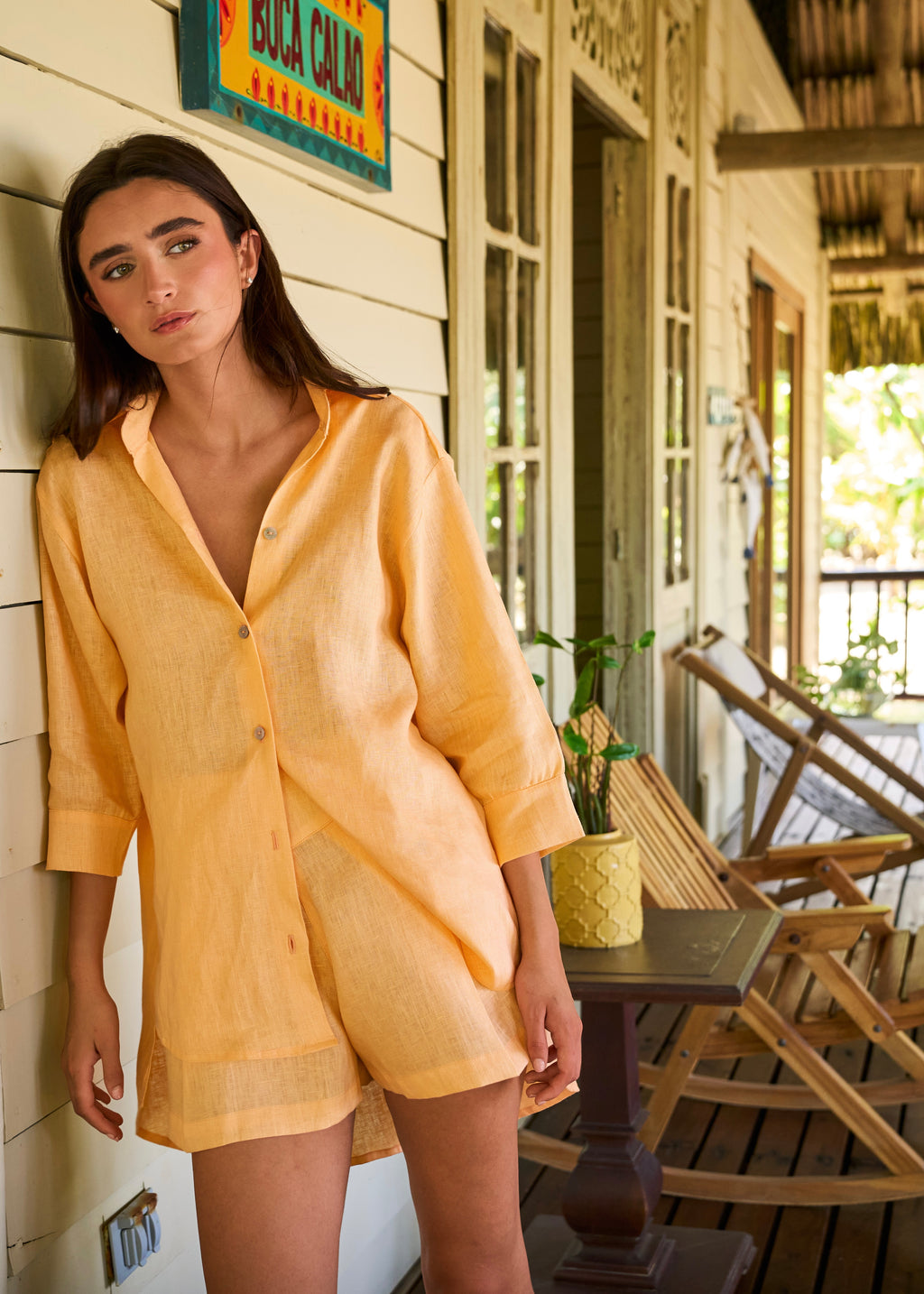 Wide Leg Shorts  - Soft Tangerine
