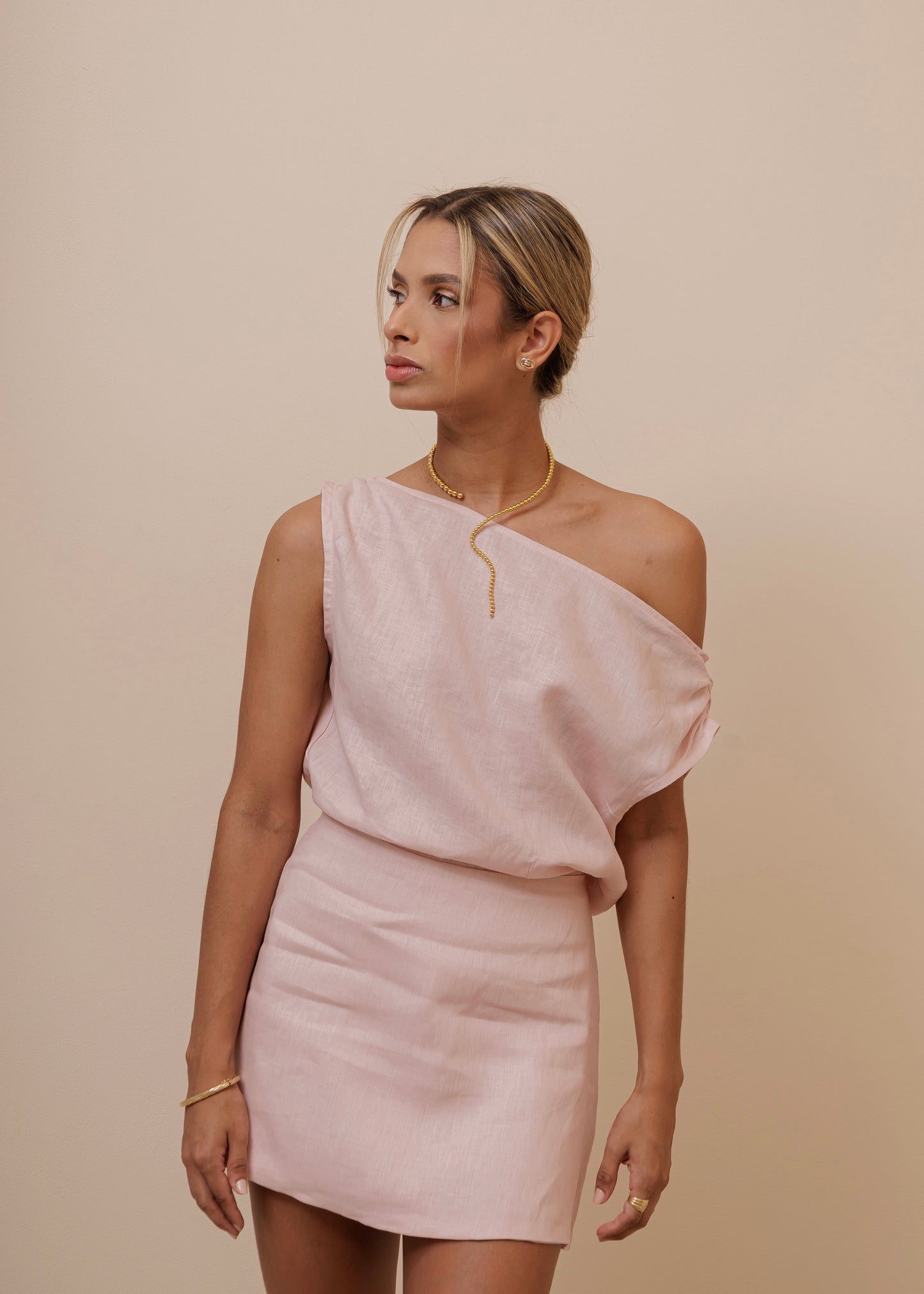 OFF SHOULDER DRESS - DUSTY ROSE