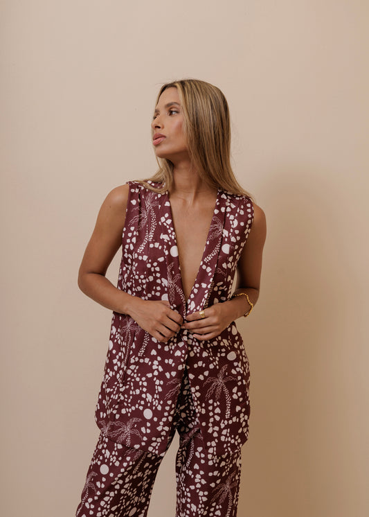 CARIBBEAN NIGHTS VEST- BURGUNDY