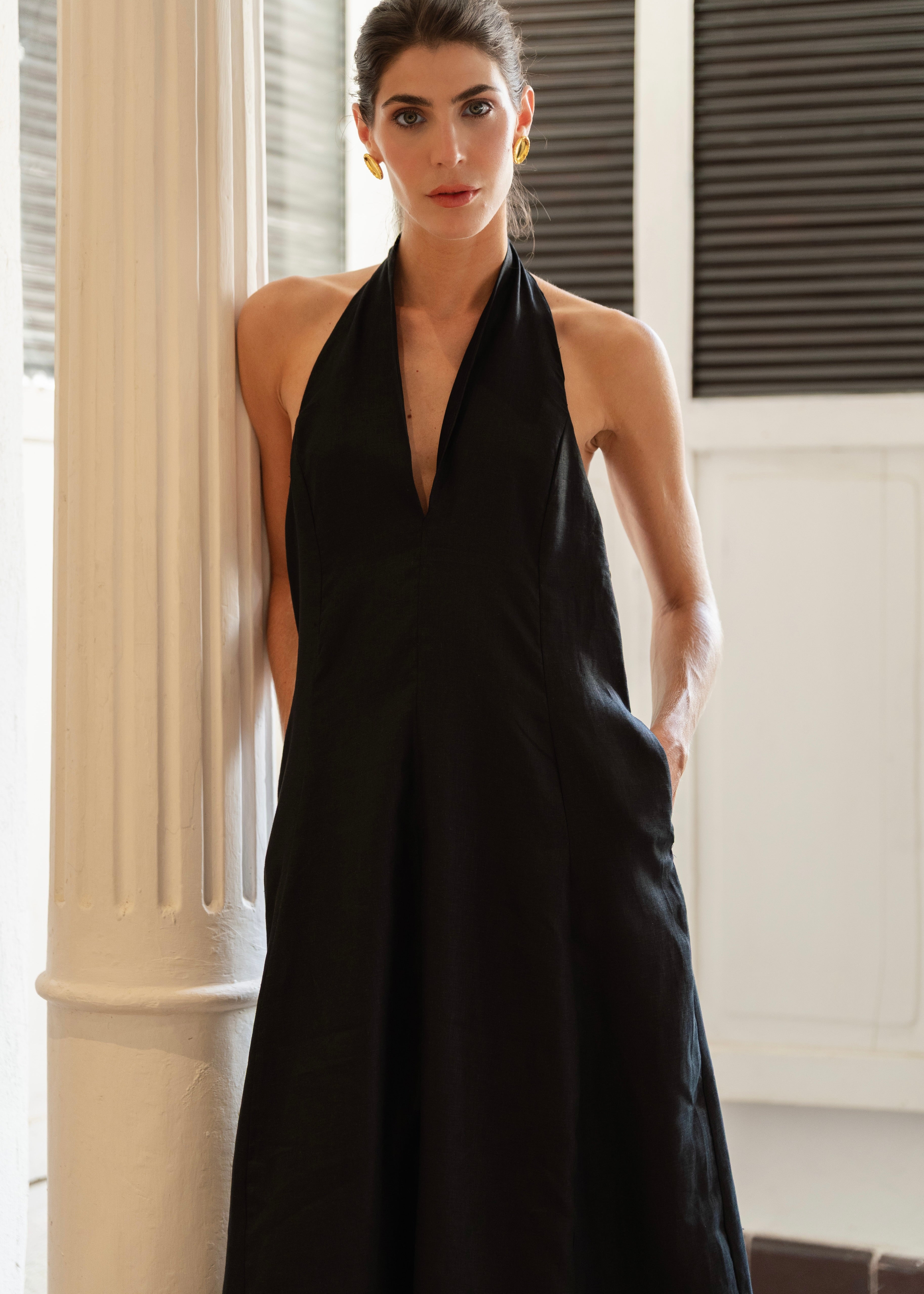 One of a Kind Midi Dress- Black