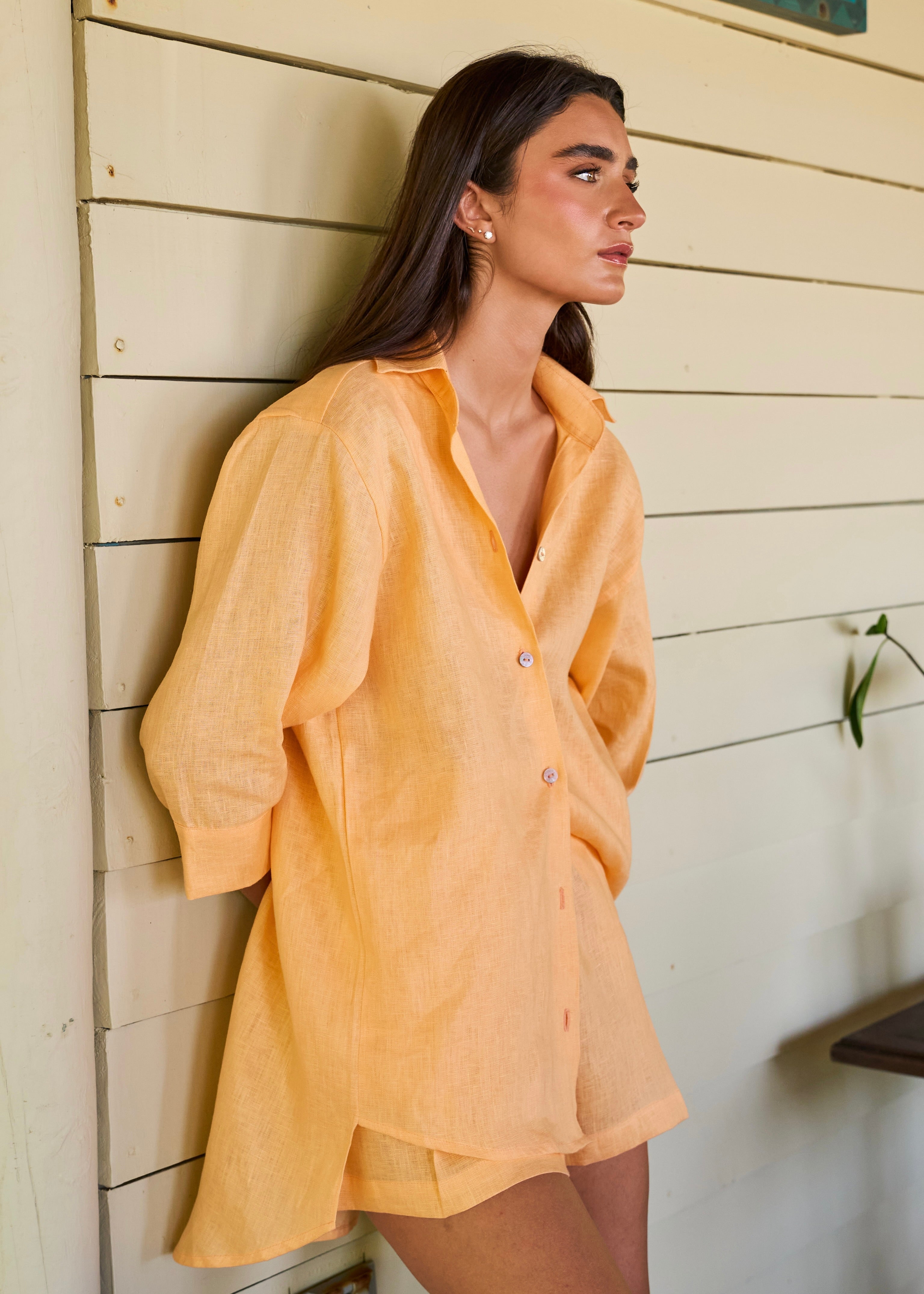 Wide Leg Shorts  - Soft Tangerine