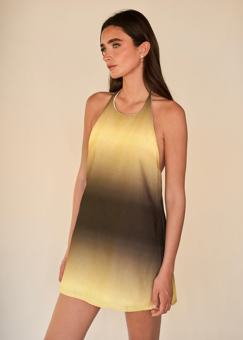 Mini Halter Dress- Green Sunrise