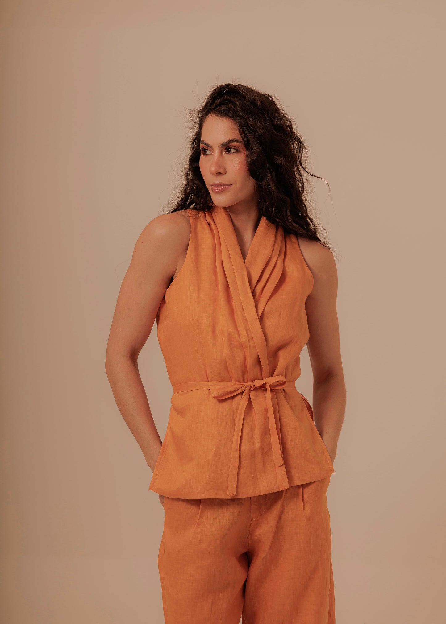 Crossed Vest - Tangerine