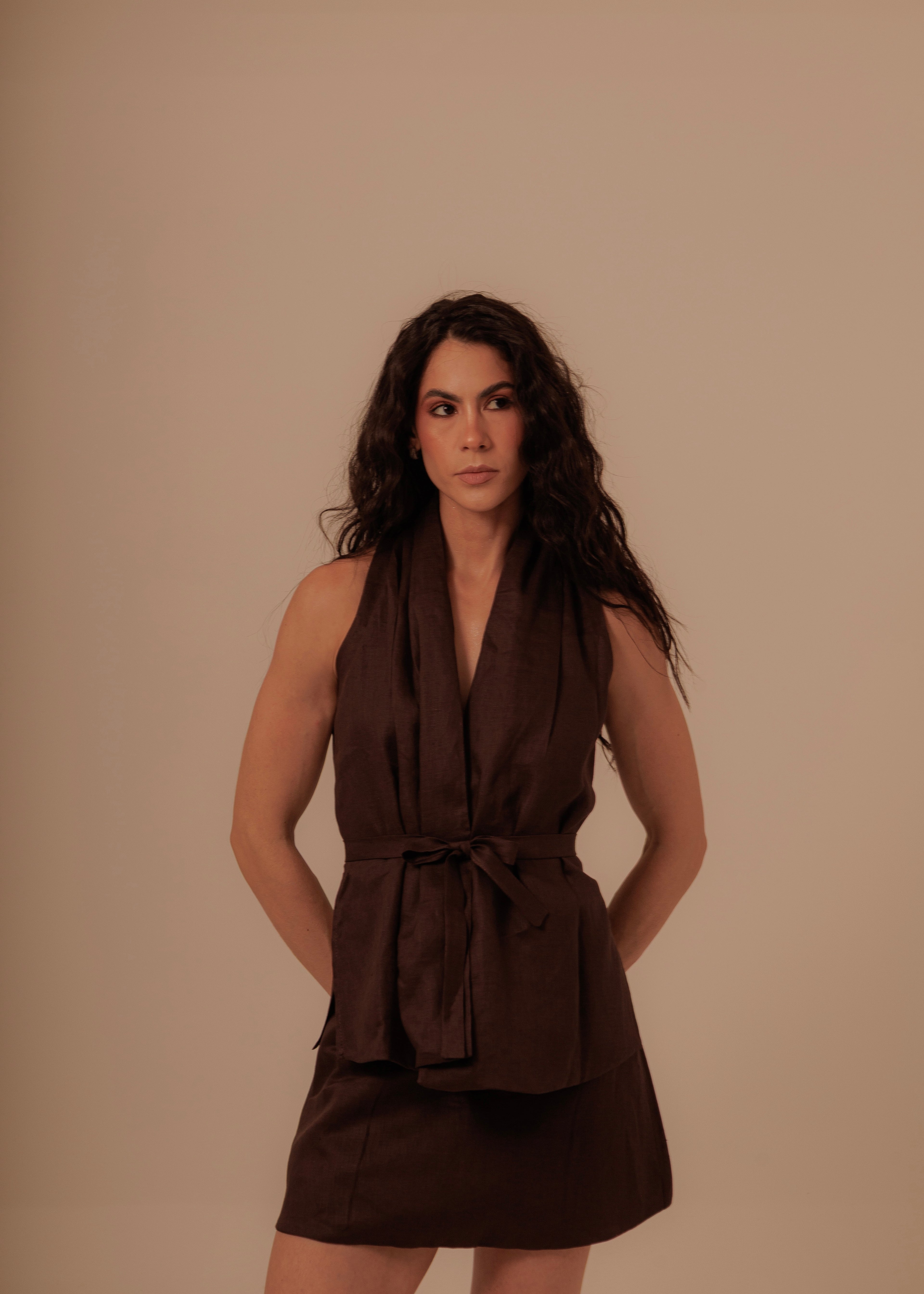 Crossed Vest - Deep Brown