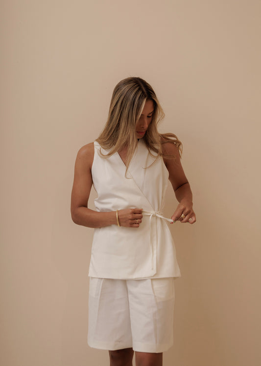 CROSSED VEST - IVORY