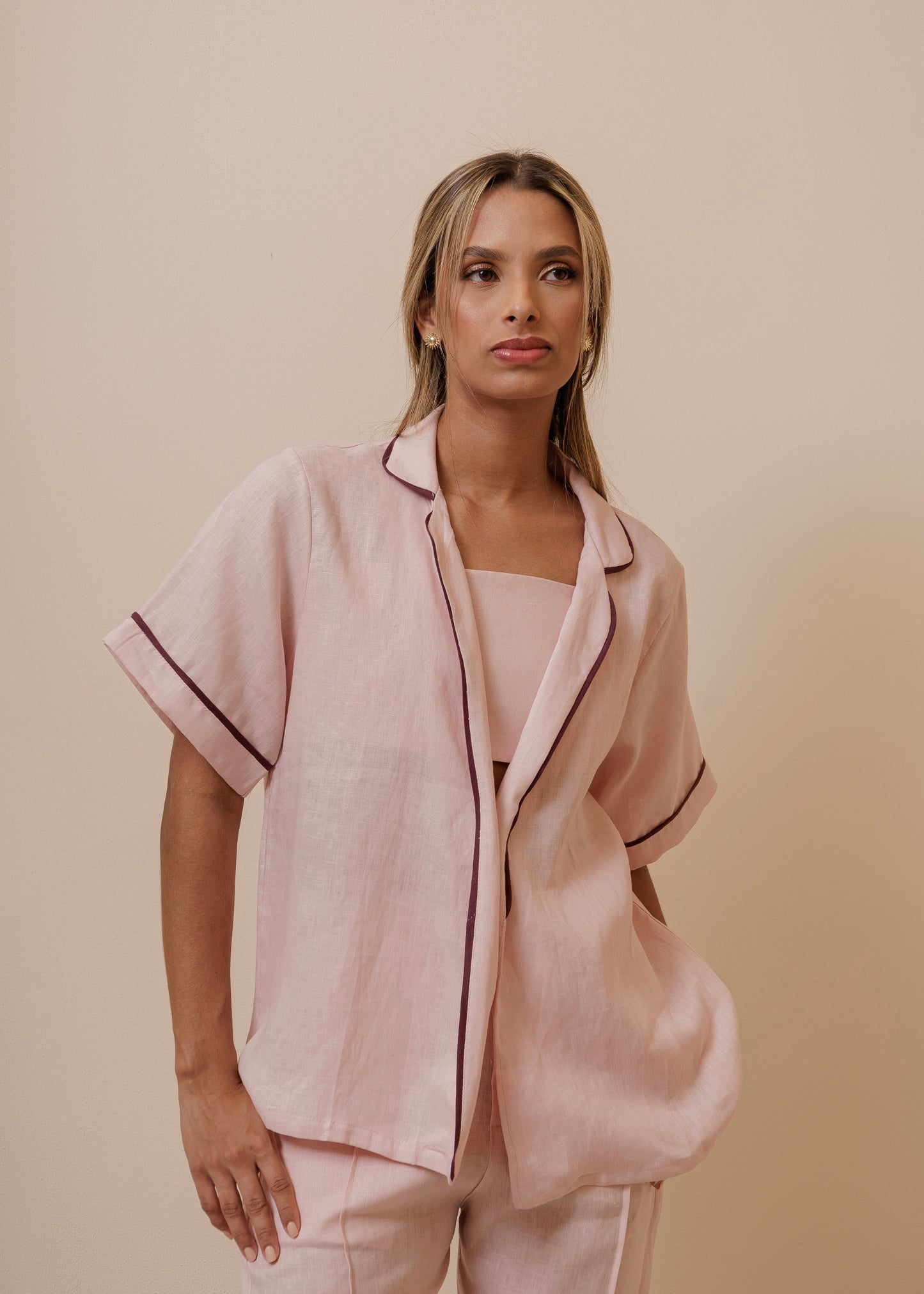 LINEN SHIRT - DUSTY ROSE