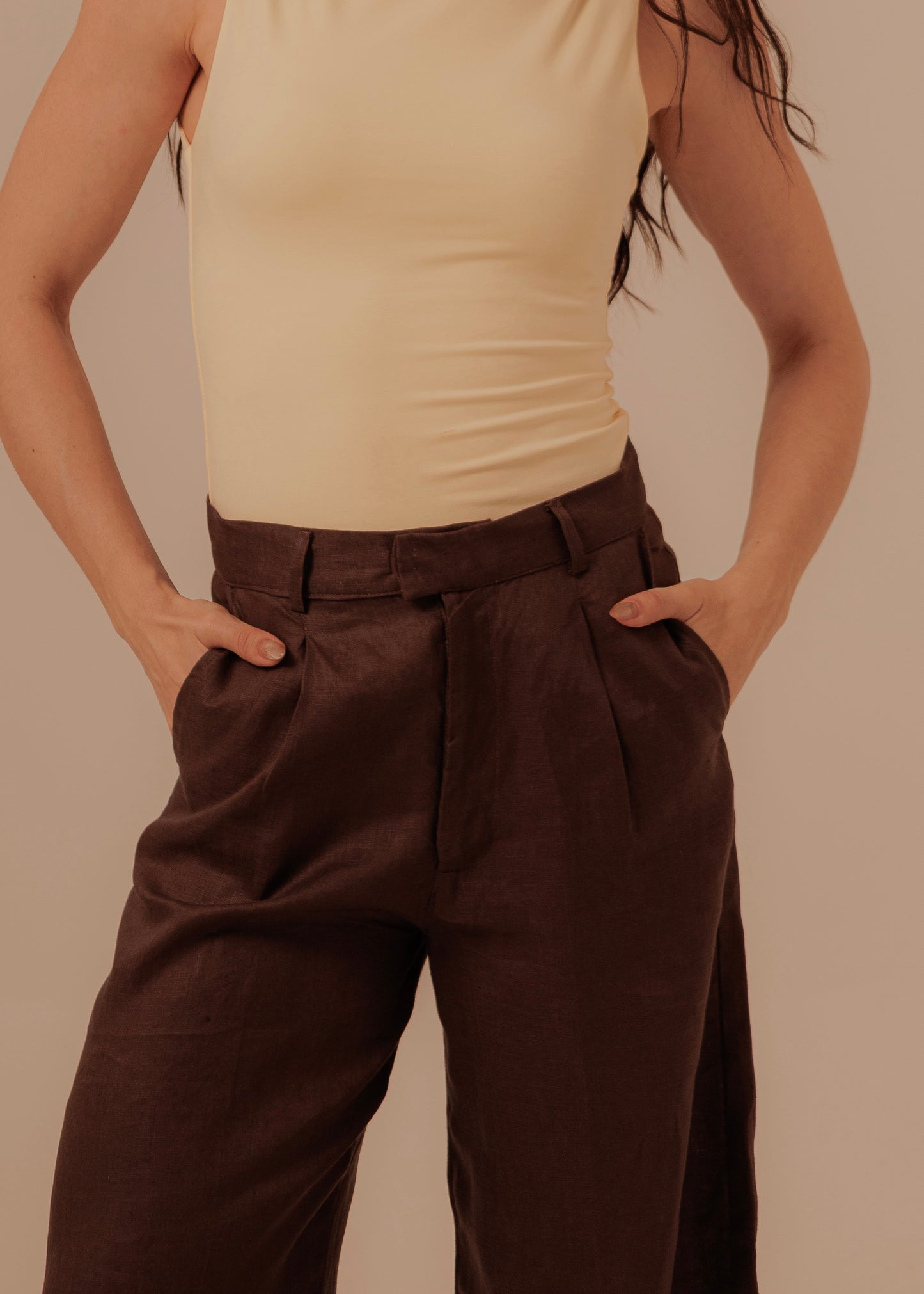 SUIT PANTS - DEEP BROWN