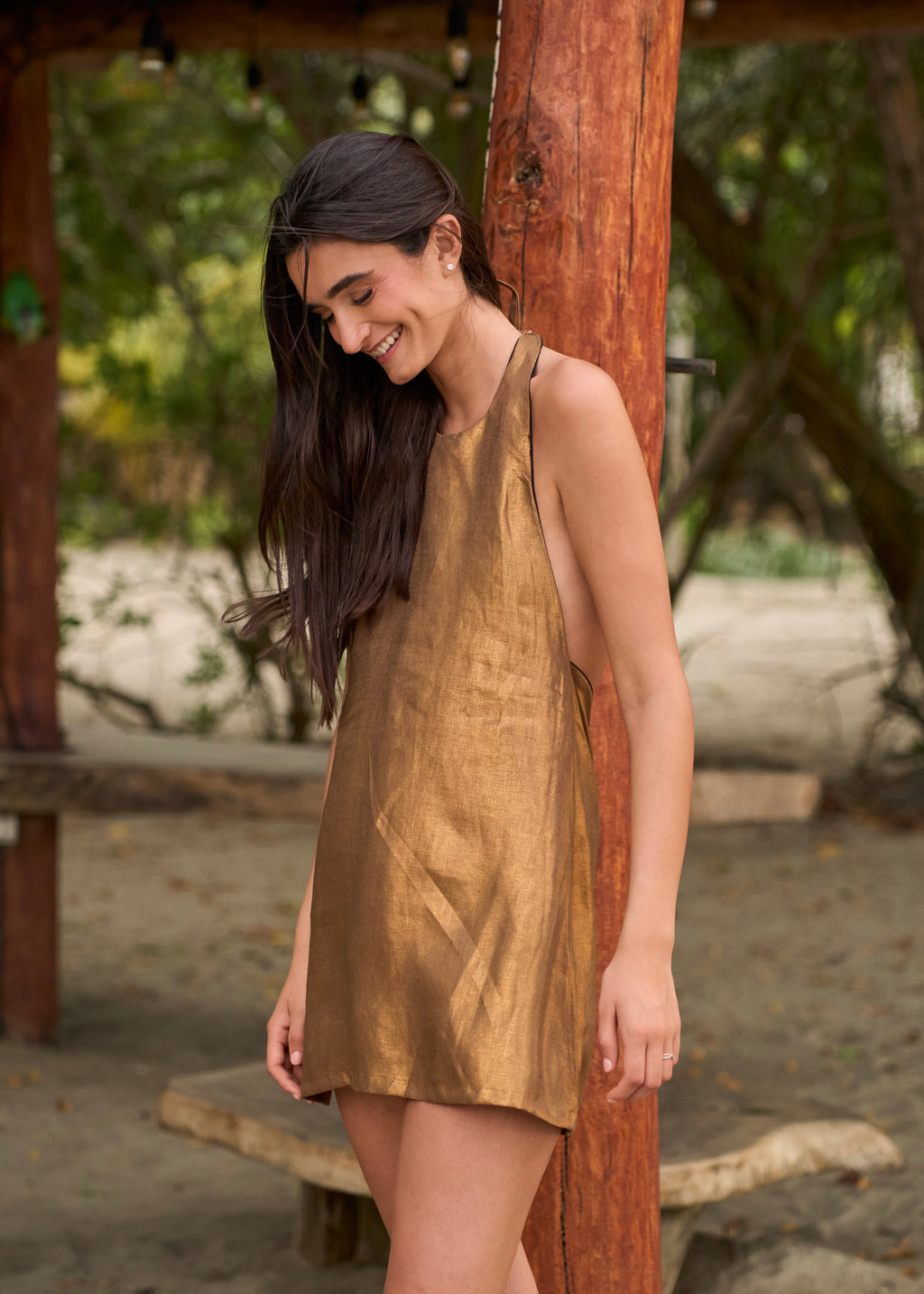 Mini Halter Dress- Gold