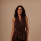 CROSSED VEST - DEEP BROWN