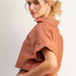 V NECK SHIRT - ESPRESSO