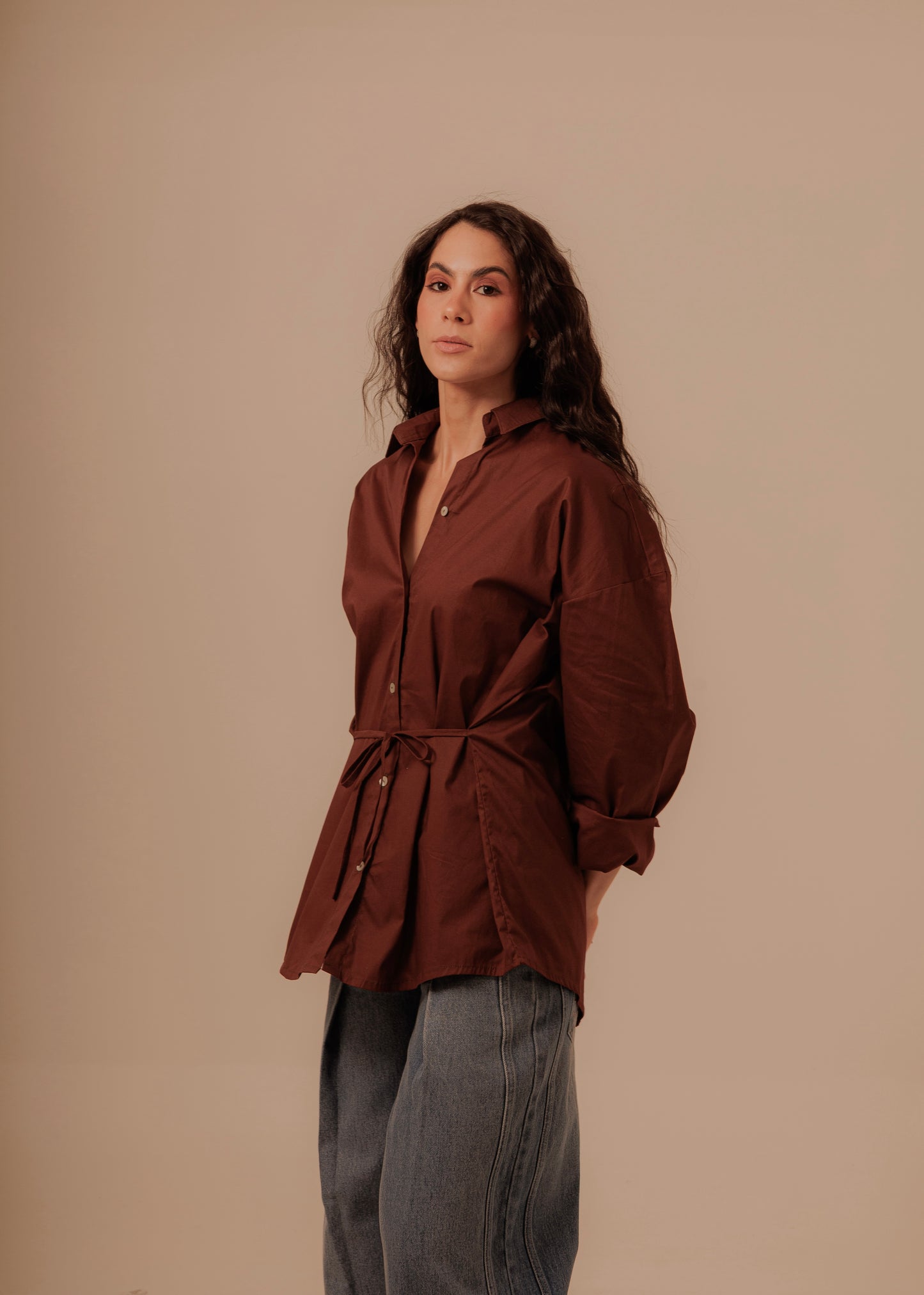 Oversized Shirt- Deep Brown