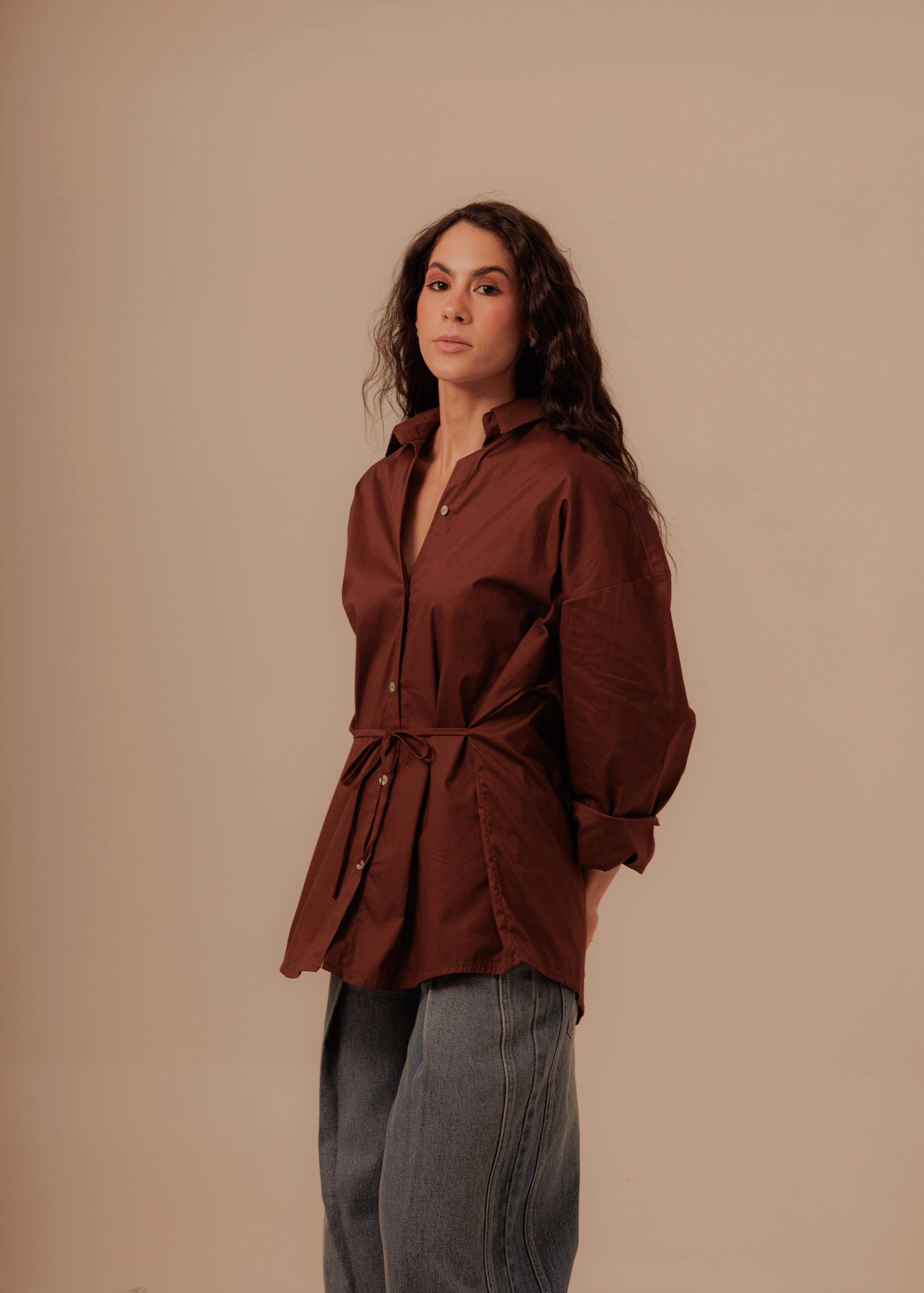Oversized Shirt- Deep Brown