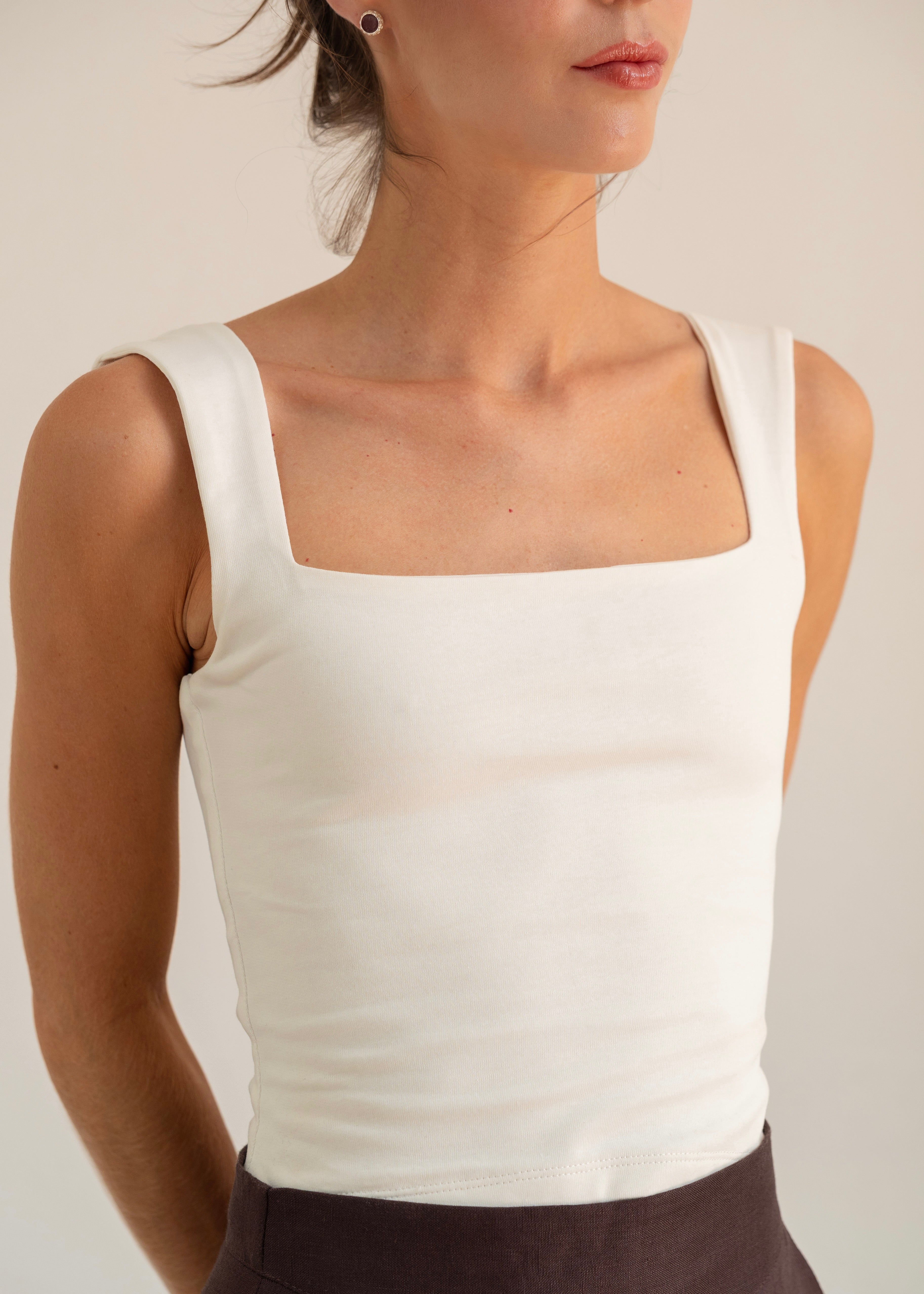 Sleeveless Squared Top - Ivory