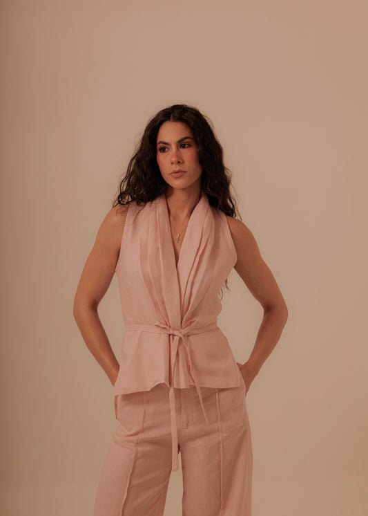 CROSSED VEST - DUSTY ROSE