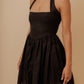 BACK BOW MINI DRESS - BLACK