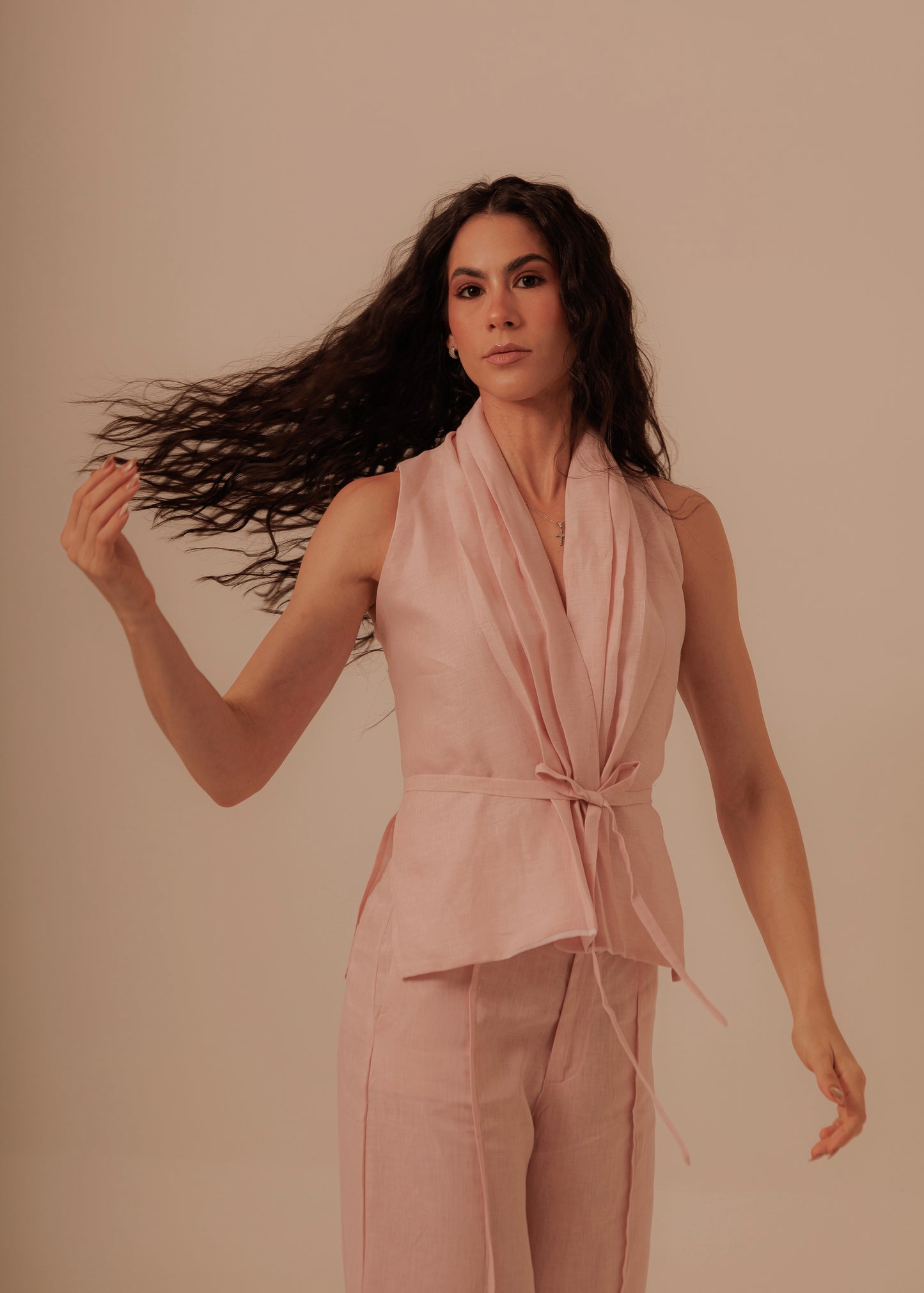 CROSSED VEST - DUSTY ROSE