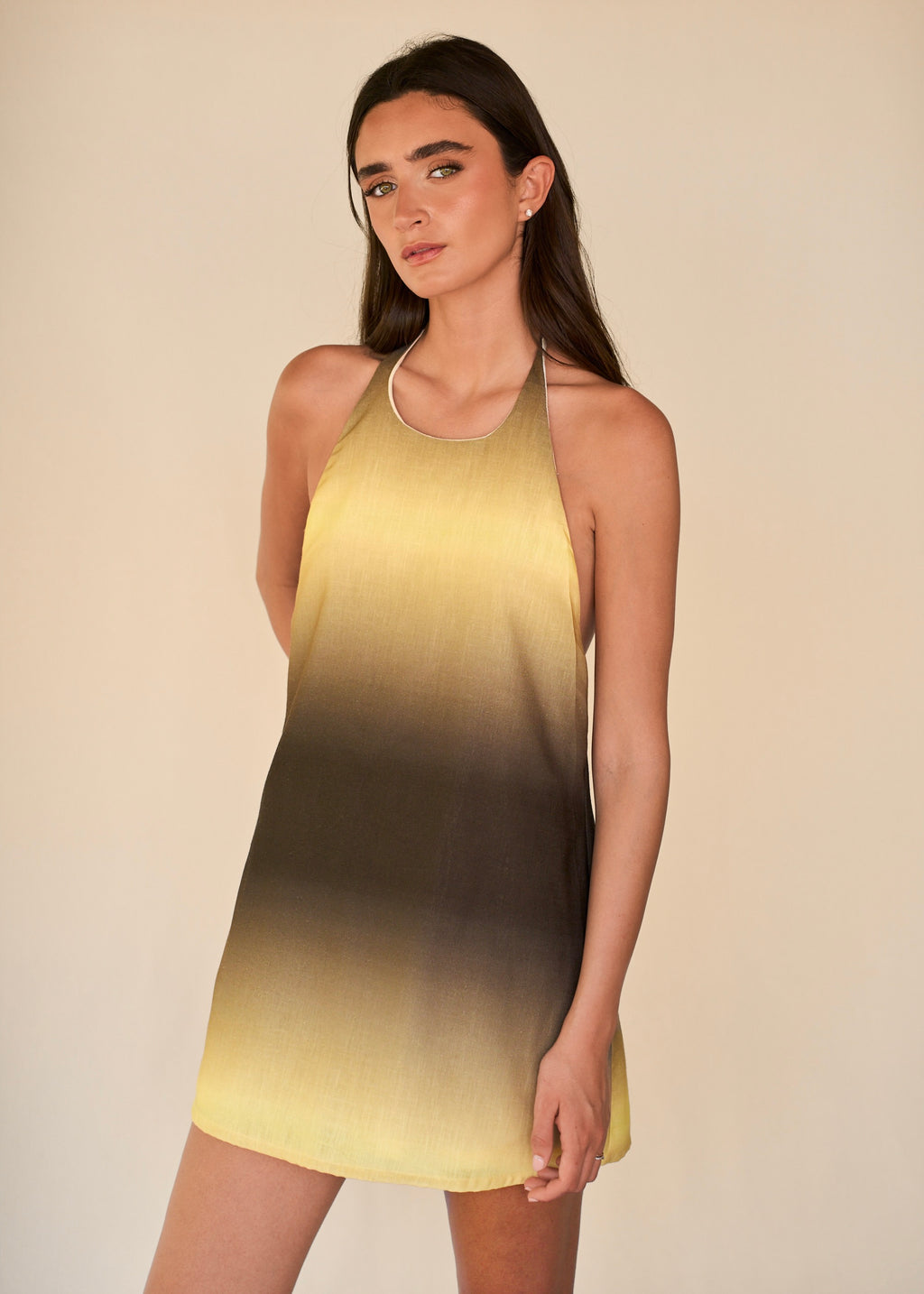 Mini Halter Dress- Green Sunrise
