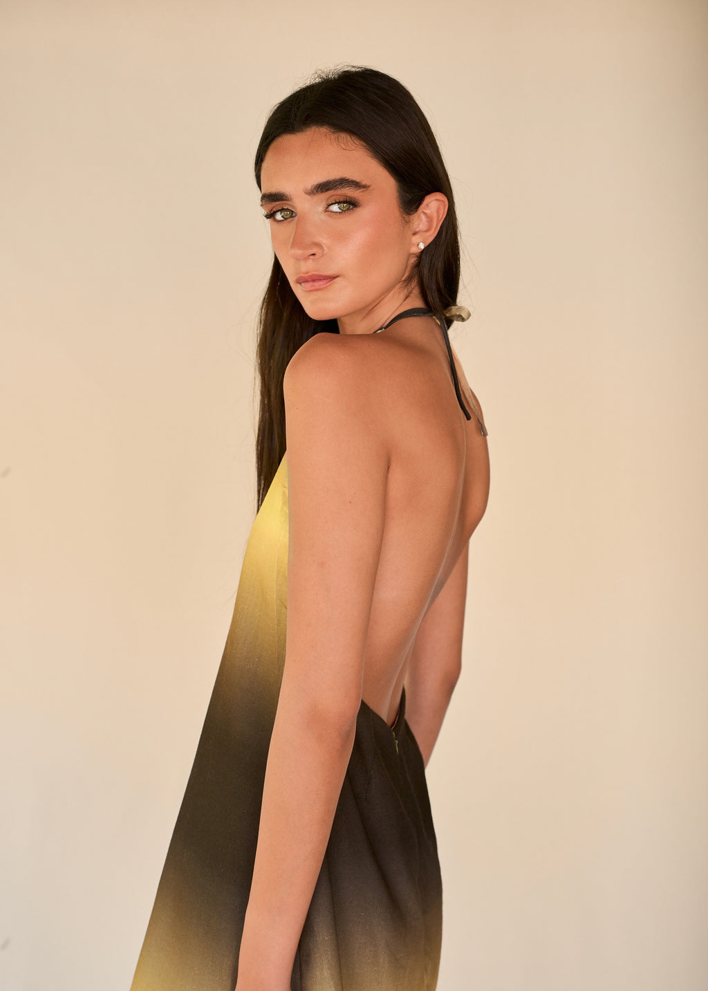 Mini Halter Dress- Green Sunrise