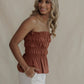STRAPLESS SHIRING  TOP- ESPRESSO