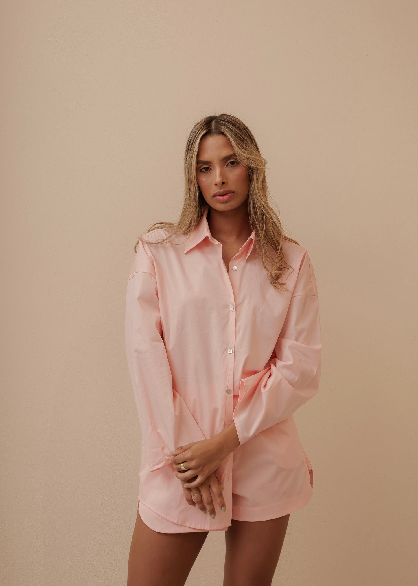 MOM'S OVERSIZED SHIRT - PALE ROSE