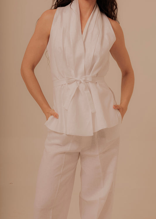 Crossed Vest - Coconut White