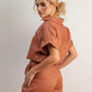 V NECK SHIRT - ESPRESSO