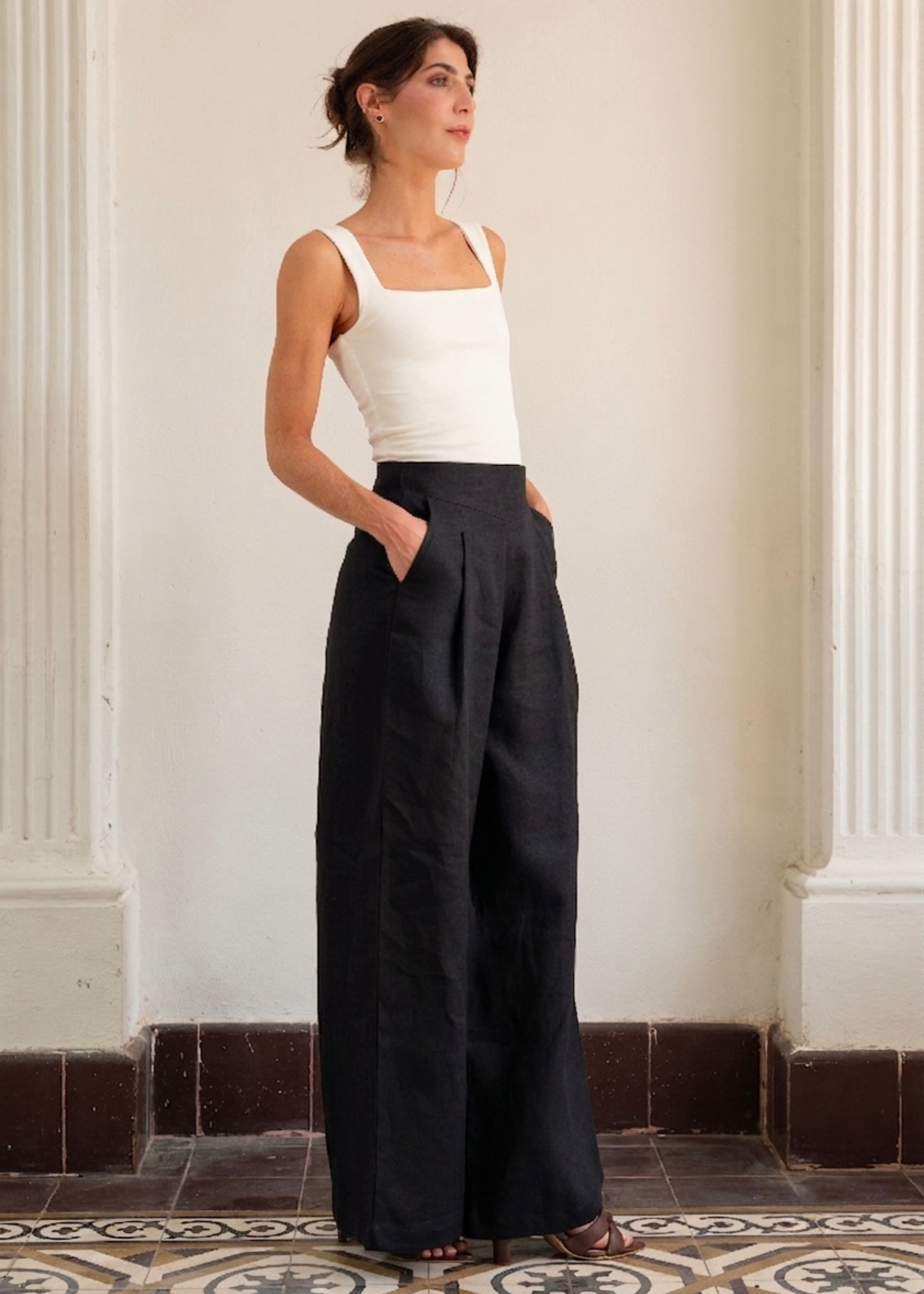 Wide Leg Pants - Black
