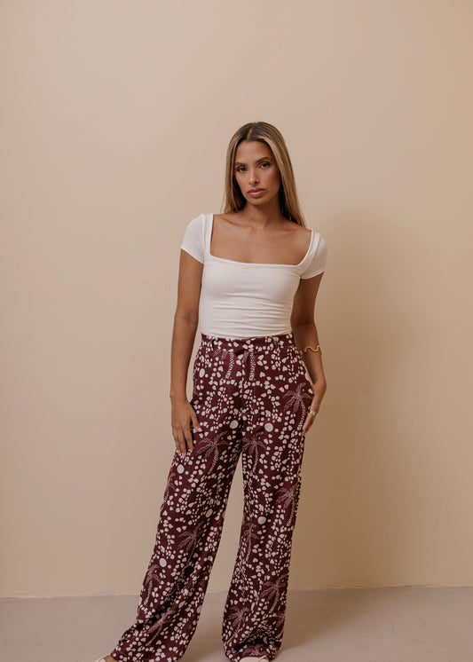 CARIBBEAN NIGHTS PANTS-BURGUNDY