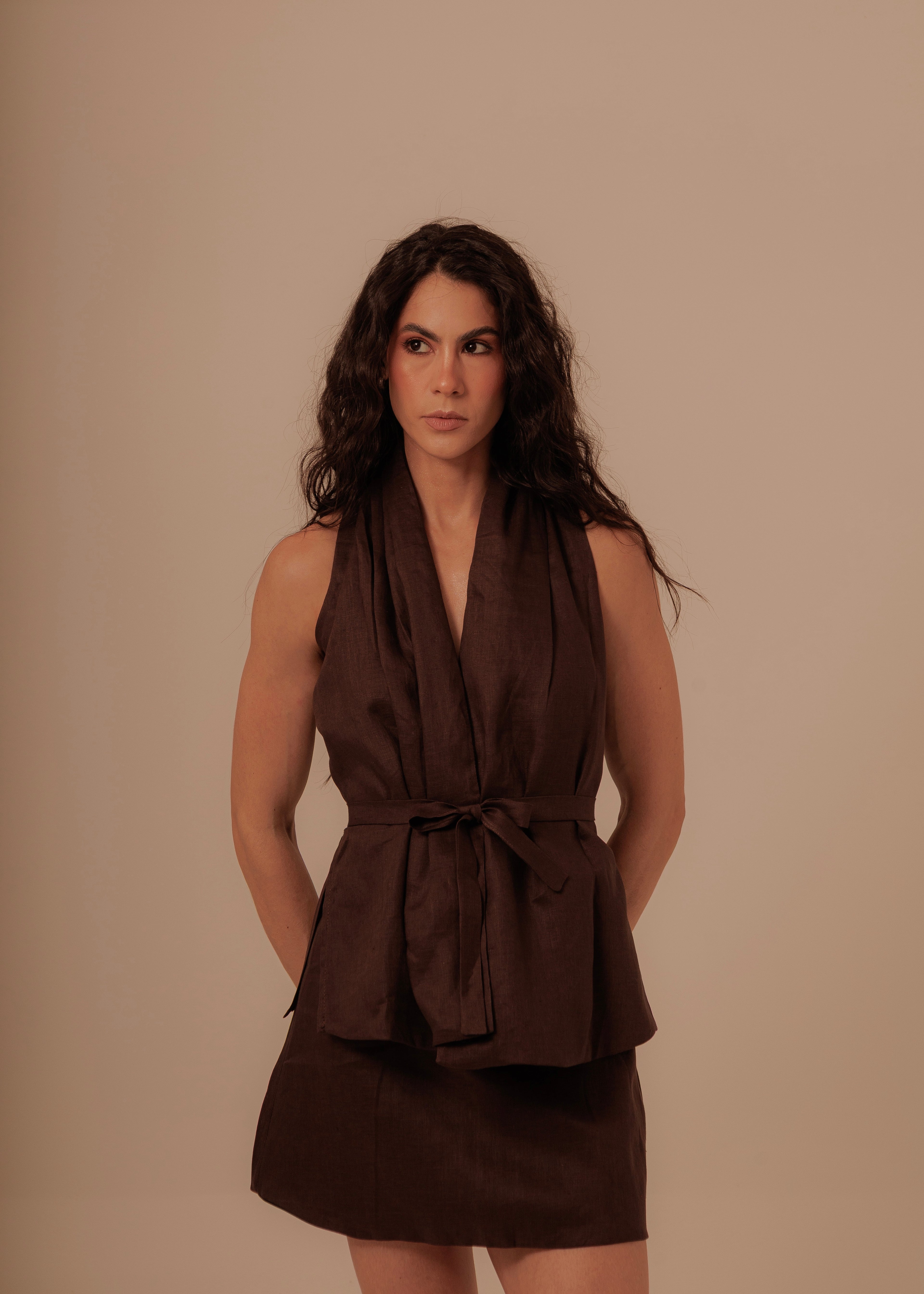 Crossed Vest - Deep Brown