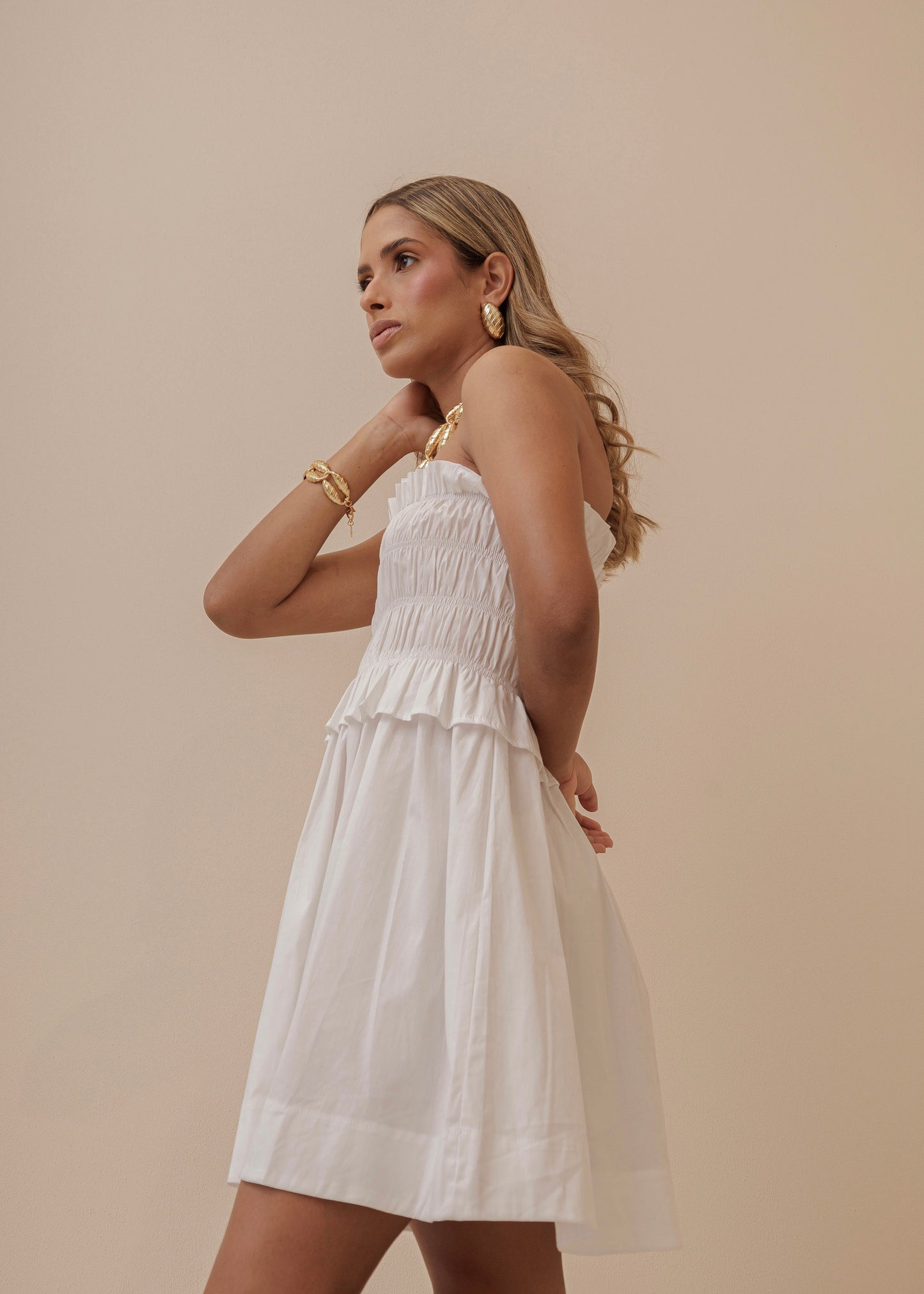 SHIRING DRESS IVORY