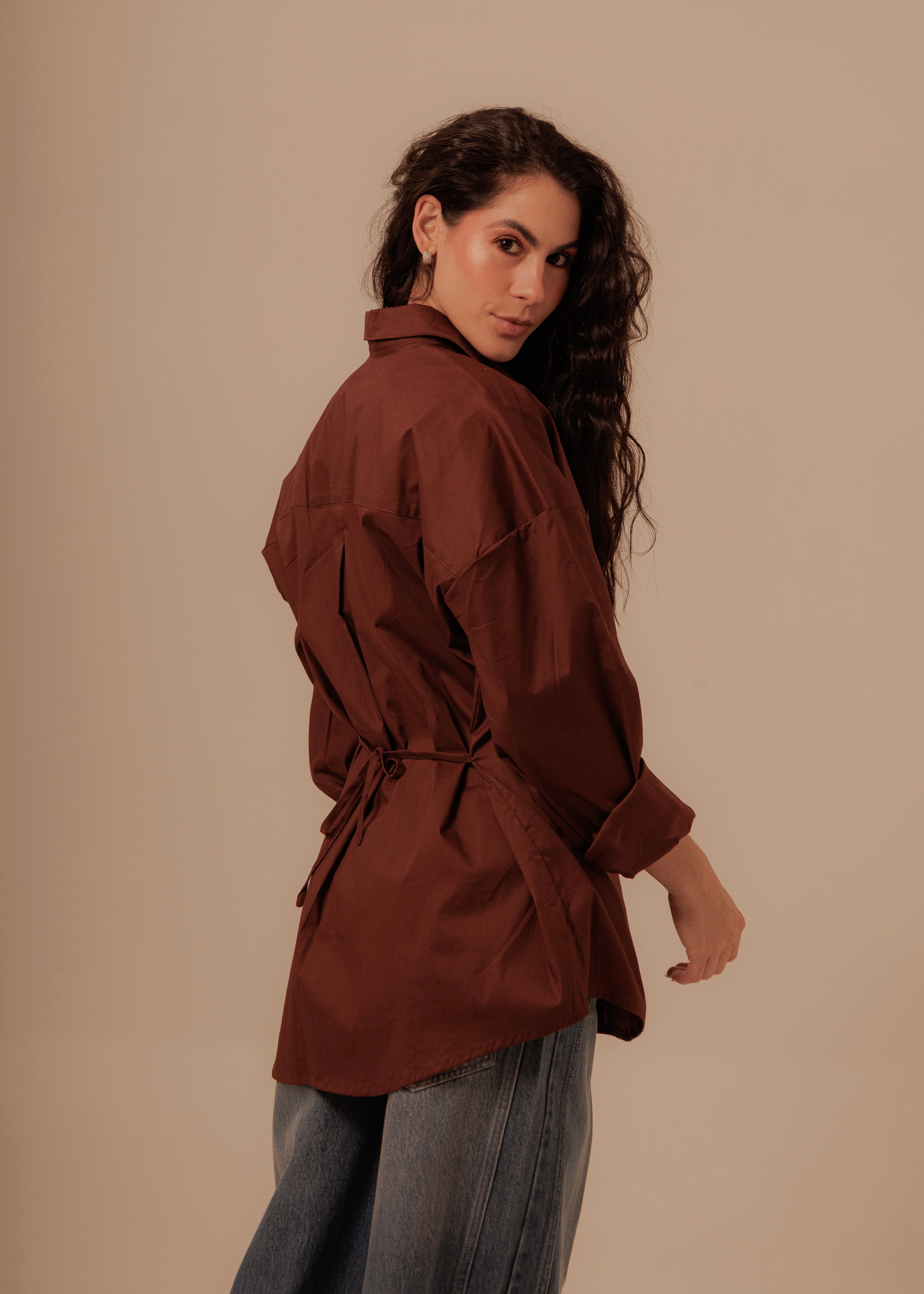 Oversized Shirt- Deep Brown