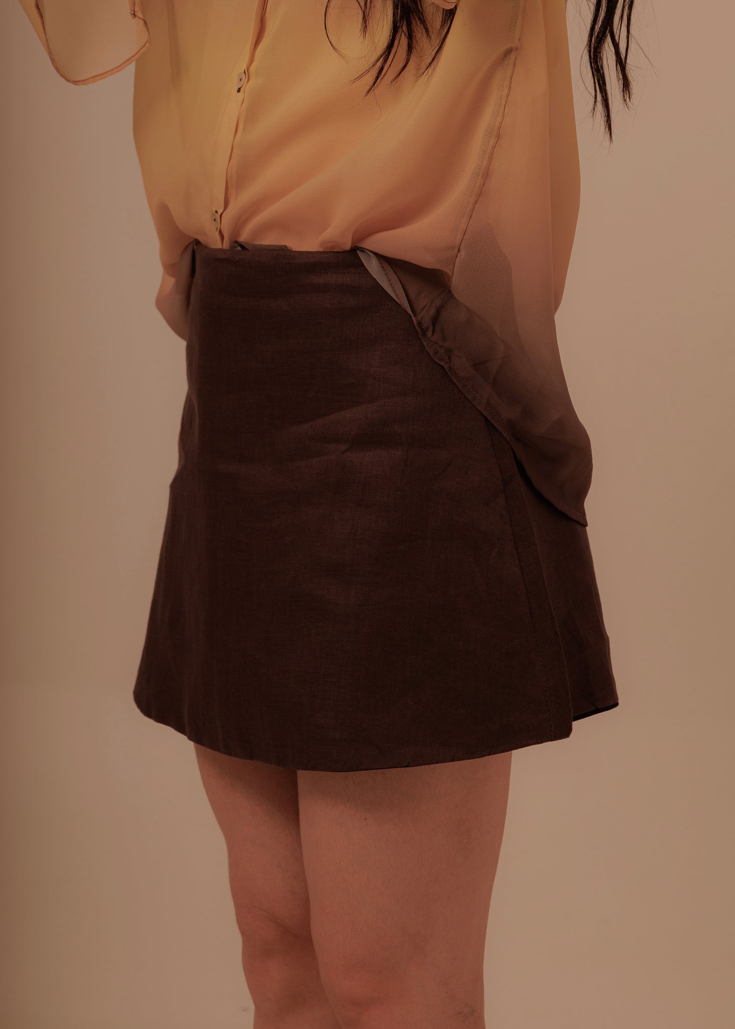MINI SKIRT -DEEP BROWN