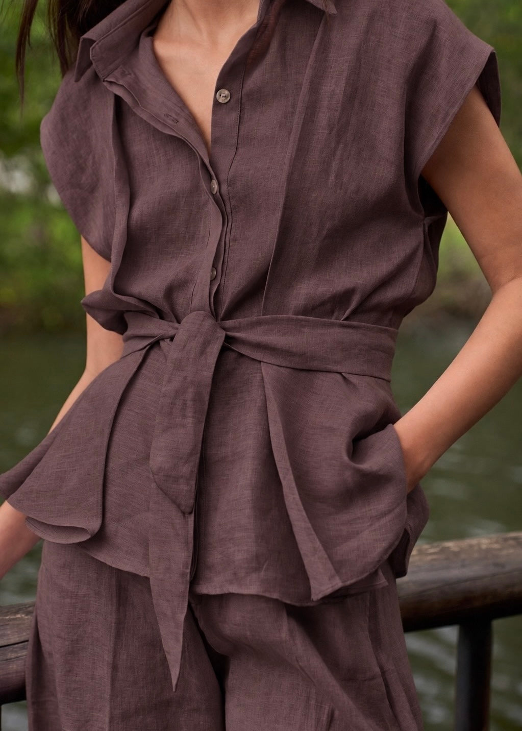 Wrapped Blouse - Deep Brown