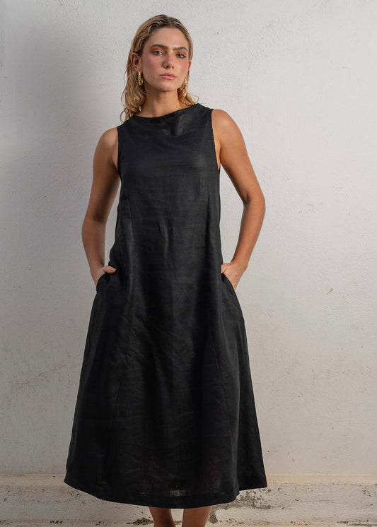 LUSH  LONG DRESS - BLACK