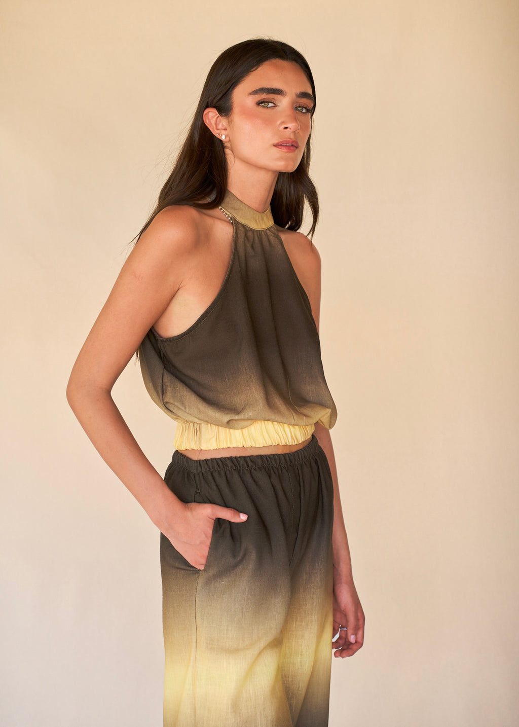 Halter Top - Green Sunrise