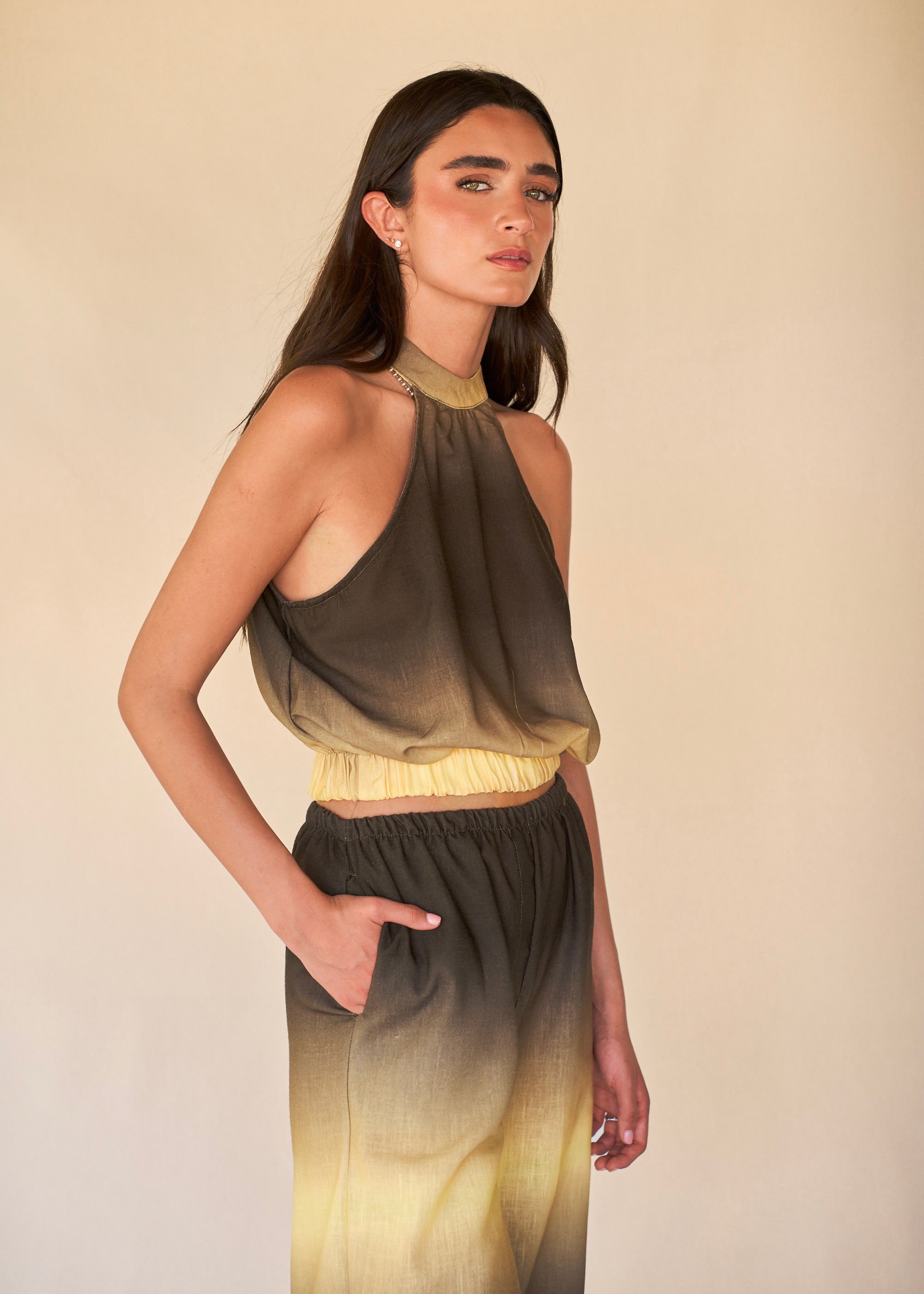 Halter Top - Green Sunrise
