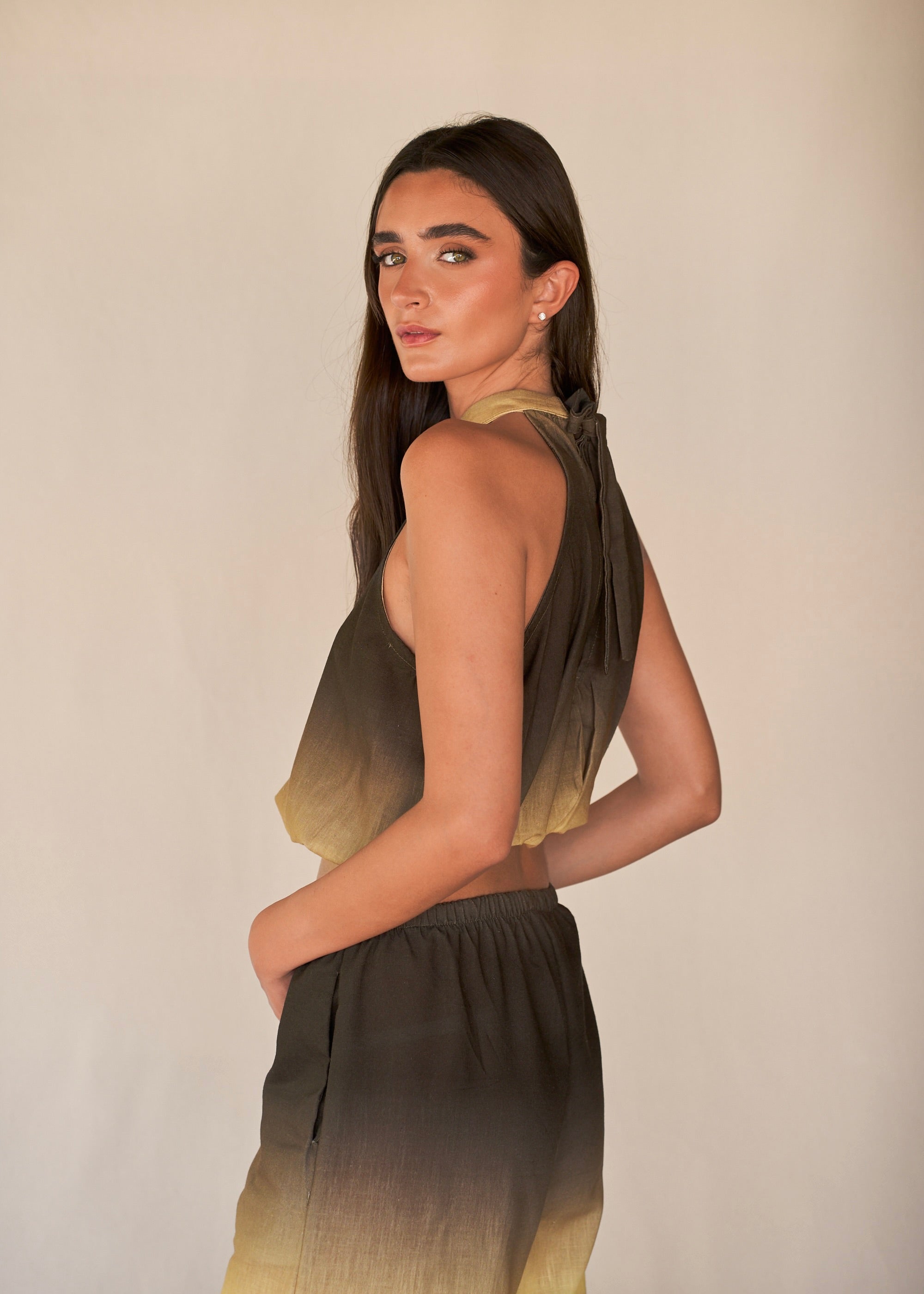 Halter Top - Green Sunrise