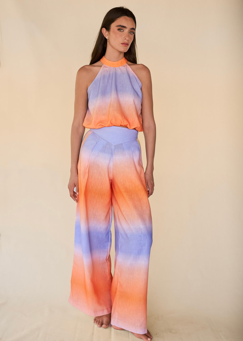 Wide Leg Pants - Orange Sunrise