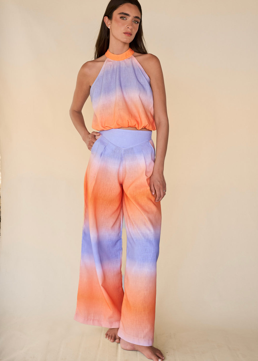 Wide Leg Pants - Orange Sunrise