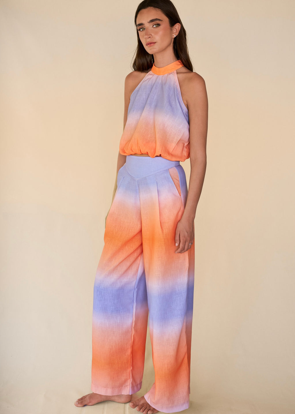 Wide Leg Pants - Orange Sunrise