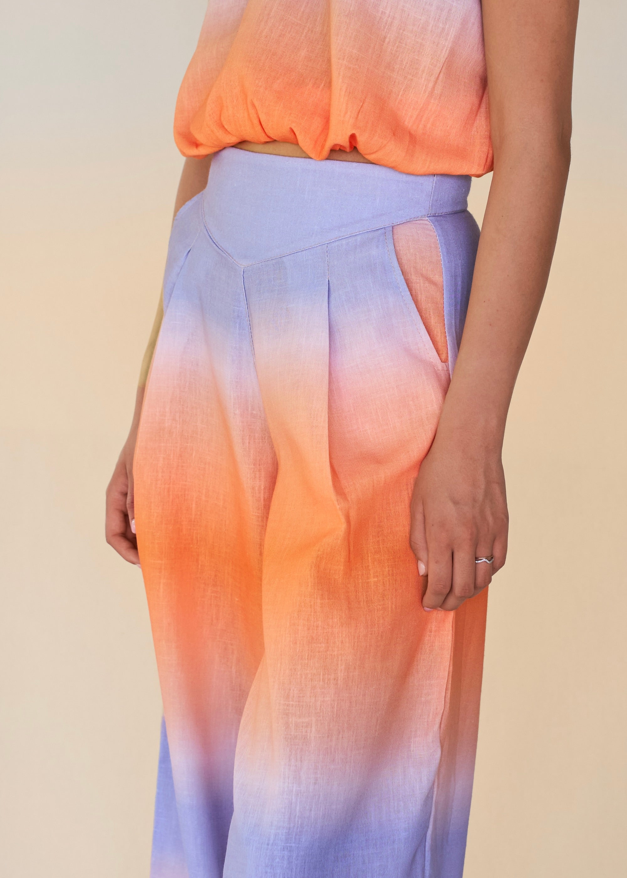 Wide Leg Pants - Orange Sunrise
