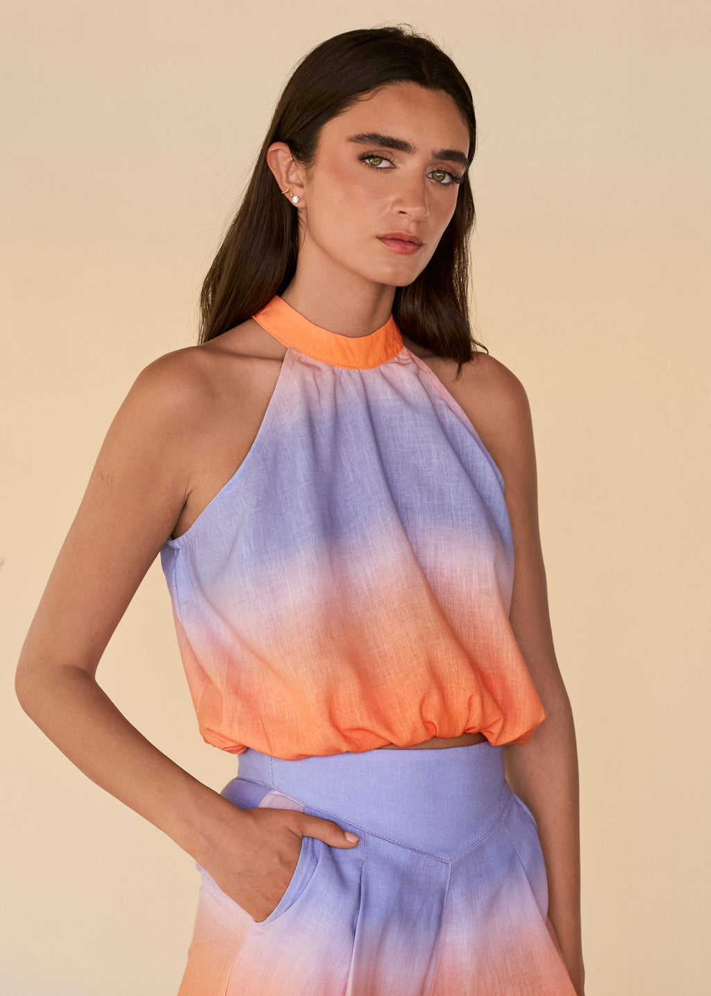 Halter Top - Orange Sunrise